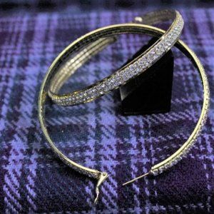 Silver-Tone Crystal Hoop Earrings - Sparkling Pavé Finish